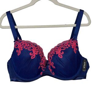 NWT Adore Me Womens Navy & Pink Lace Embroidered Underwire Bra 44D